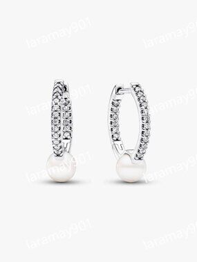 Treated Freshwater Cultured Pearl & Pavé Hoop Earrings